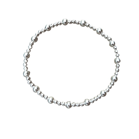 Bracelet Sterling silver beads stretch, small wrist stretchy waterproof bead - Picture 3 of 5